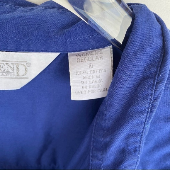 Vtg LANDS’ END Vintage Cobalt Navy blue pleated Shirt Dress Womens size M - Picture 9 of 12